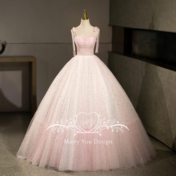 Buy Fairytale Pink Woman Prom Dress,senior Prom Dress,homecoming Party Dress,star  Sequins Fairy Wedding Dress,spaghetti Strap Birthday Dress Online in India  - Etsy