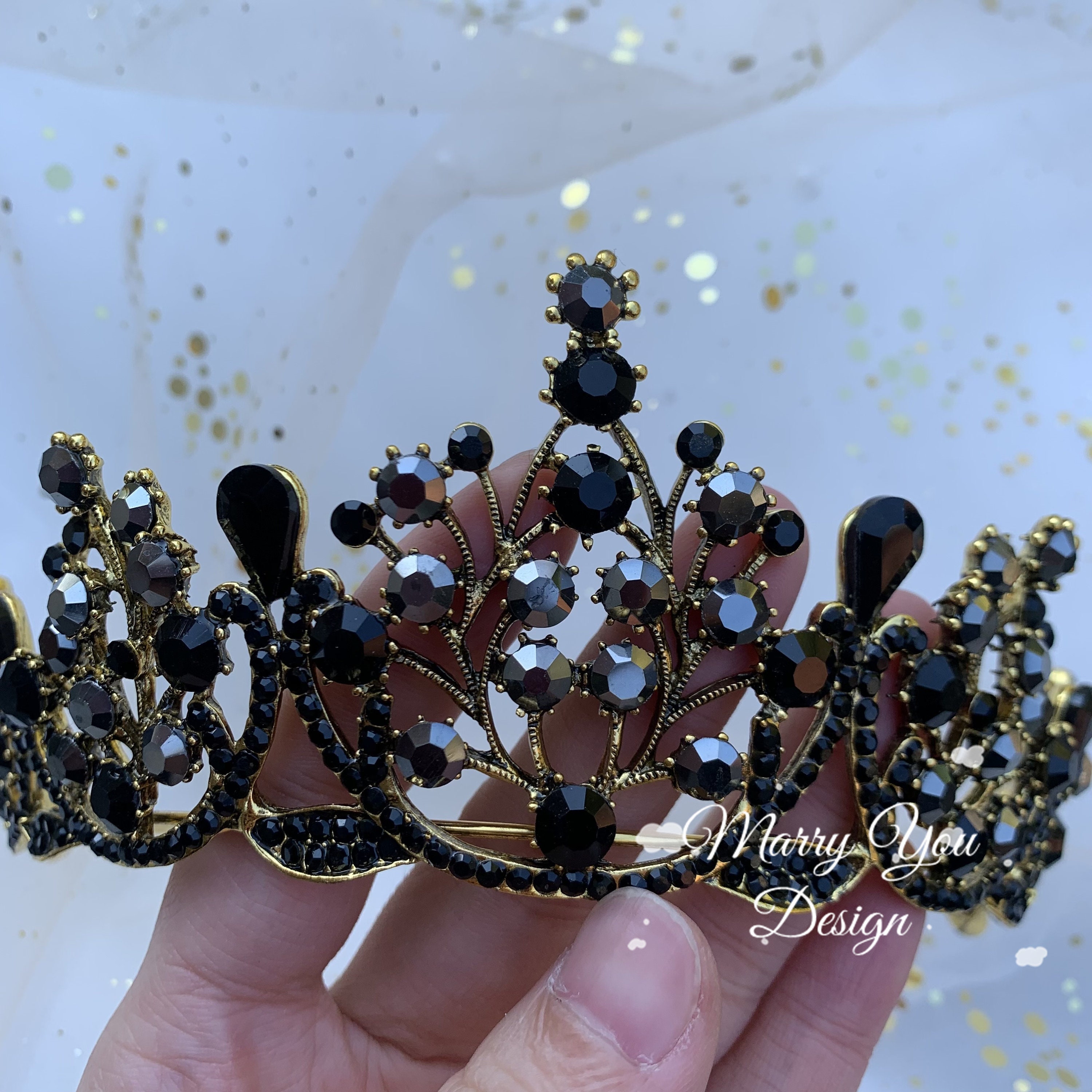 Black Vintage Prom Crown Gothic Gemstone Wedding Tiaras for Etsy