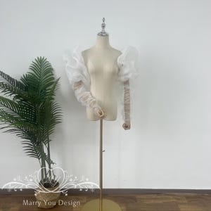 Vintage Detachable Wedding Sleeves,Organza Wedding Dress Sleeves,Bridal Pop Sleeves,Removable Sheer Puff Sleeves,Minimalist Bridal Sleeves