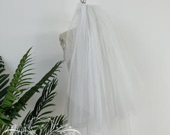 Glitter Tulle Wedding Veil with Blusher,Angle Dust Tulle Wedding Veil,Super Sparkly Bridal Classic Wedding Veil,Beach Wedding Veil