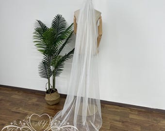 Pearls Sparkly Bridal Classic Wedding Veil,Angle Dust Tulle Wedding Veil,Glitter Tulle Wedding Veil with Pearls,Beach Wedding Veil