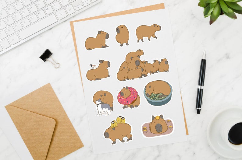 Homemade Capybara Stickers, Pack of 10 Stickers, Cut Separately - Etsy