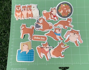 Shiba Inu Stickers, Pack of 12, Cut Separately