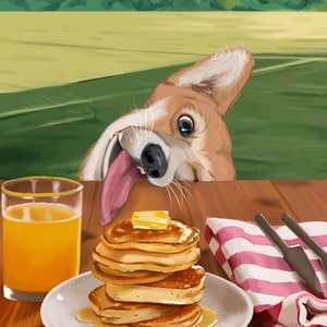 Digital Download, Corgi Pancakes, Printable Wall Art