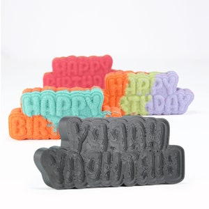 HAPPY BIRTHDAY Badebombenform, DIY original Badebomben Set 3D Gedruckt Kit, B-Day Geschenkidee für Mama & Kinder