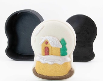 Snowglobe House Bath Bomb Mold, DIY original BathBombs Set 3D Printed Kit, Perfect for Christmas