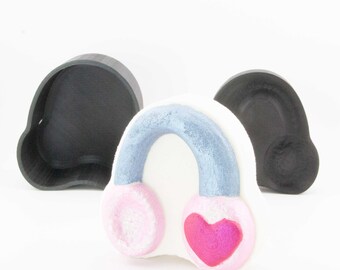 Love Earmuffs Bath Bomb Mold, DIY original BathBombs Set 3D Printed Kit, Fun Gift Idea for Mom's & Kids