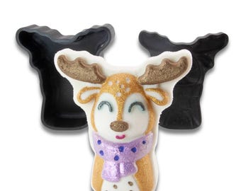 Frosty Reindeer Bath Bomb Mold, DIY original BathBombs Set 3D Printed Kit, Fun Gift Idea for this Holiday