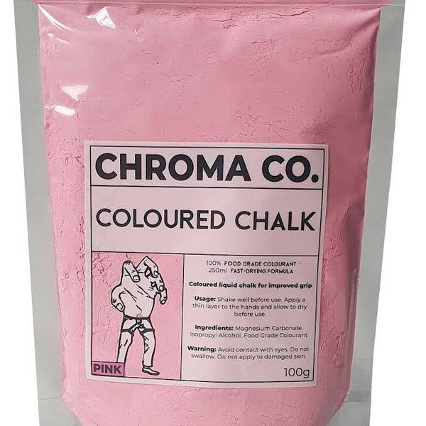 100g PINK POWDERED CHALK Chroma Co. - Reduce sweat and maximise grip for Gymnastics, Bouldering, Powerlifting, Weight Lifting,CrossFit,