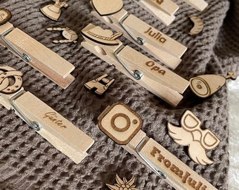 Oktoberfest meadow clip - personalized, individual clothespin - Glubbal - JGA - Wedding - Wiesn - guest gift as a name tag