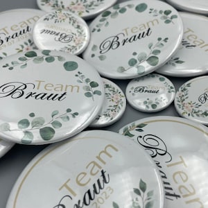 12 designs bachelor party / JGA team bride / bride, buttons, pin, pin, flowers, Glubberl personalized as a set or individually