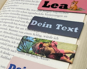 Personalized bookmarks with your own photo or text – individually printable, a great gift idea for bookworms and book lovers, or a keepsake.