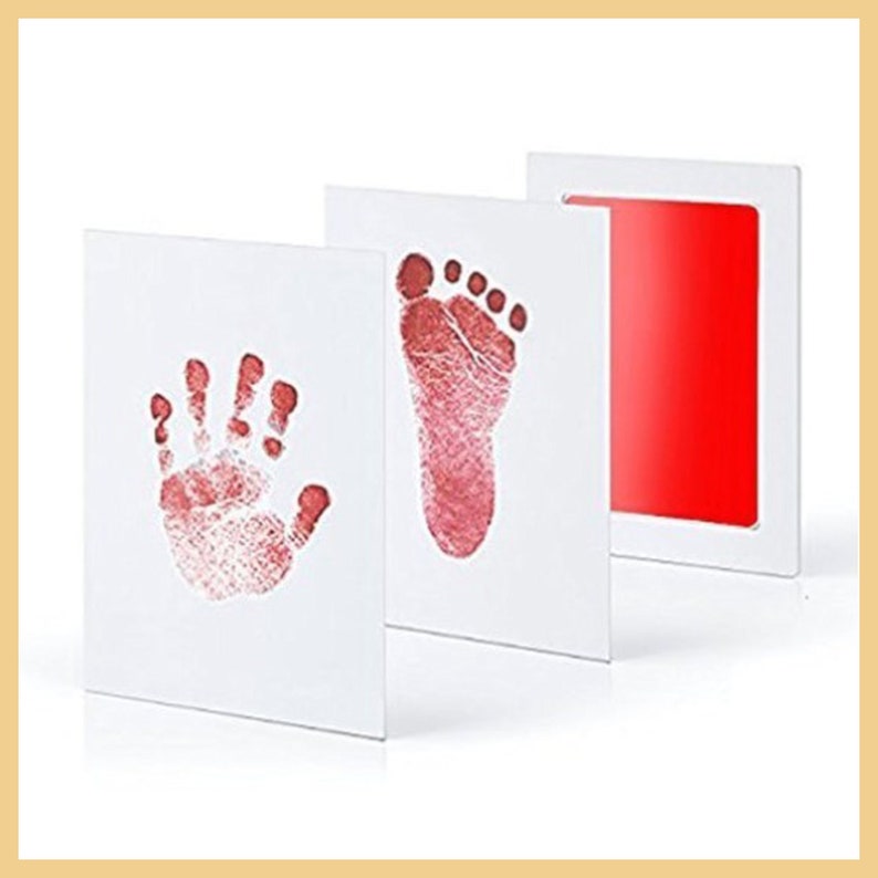 Baby Handabdruck, Fußabdruck, Tierabdruck Abdruckset. KEIN Hautkontakt mit der Tinte. Für Neugeborene, Babys, Kinder oder Tiere. Geschenk Rot