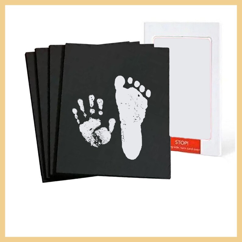 Baby Handabdruck, Fußabdruck, Tierabdruck Abdruckset. KEIN Hautkontakt mit der Tinte. Für Neugeborene, Babys, Kinder oder Tiere. Geschenk Silber