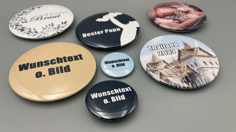 Button / Pin / Anstecknadel individuell und personalisierter für Hochzeit, Abi, JGA, Feste, Feiern, Firmen oder ähnliche Veranstaltungen Bild 1