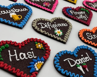 Oktoberfest - Wiesn Filzherz - personalisiertes Lebkuchenherz - Glubbal - JGA - Hochzeit  - Gastgeschenk als Namensschild Dirndl & Lederhosn