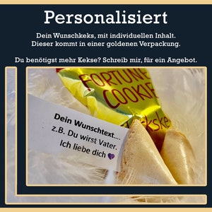 Personalisierter Glückskeks, individuell für Hochzeit, Antrag, Geschenk, Überraschung, Schwangerschaft, Tante, Baby o. Patenschaft verkünden Personalisiert