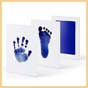 Baby Handabdruck, Fußabdruck, Tierabdruck Abdruckset. KEIN Hautkontakt mit der Tinte. Für Neugeborene, Babys, Kinder oder Tiere. Geschenk Blau