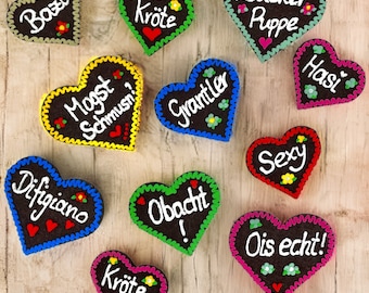 Oktoberfest felt heart gingerbread heart personalized. Folk festival, weddings, JGA, company party. Pin brooch dirndl lederhosen traditional costume