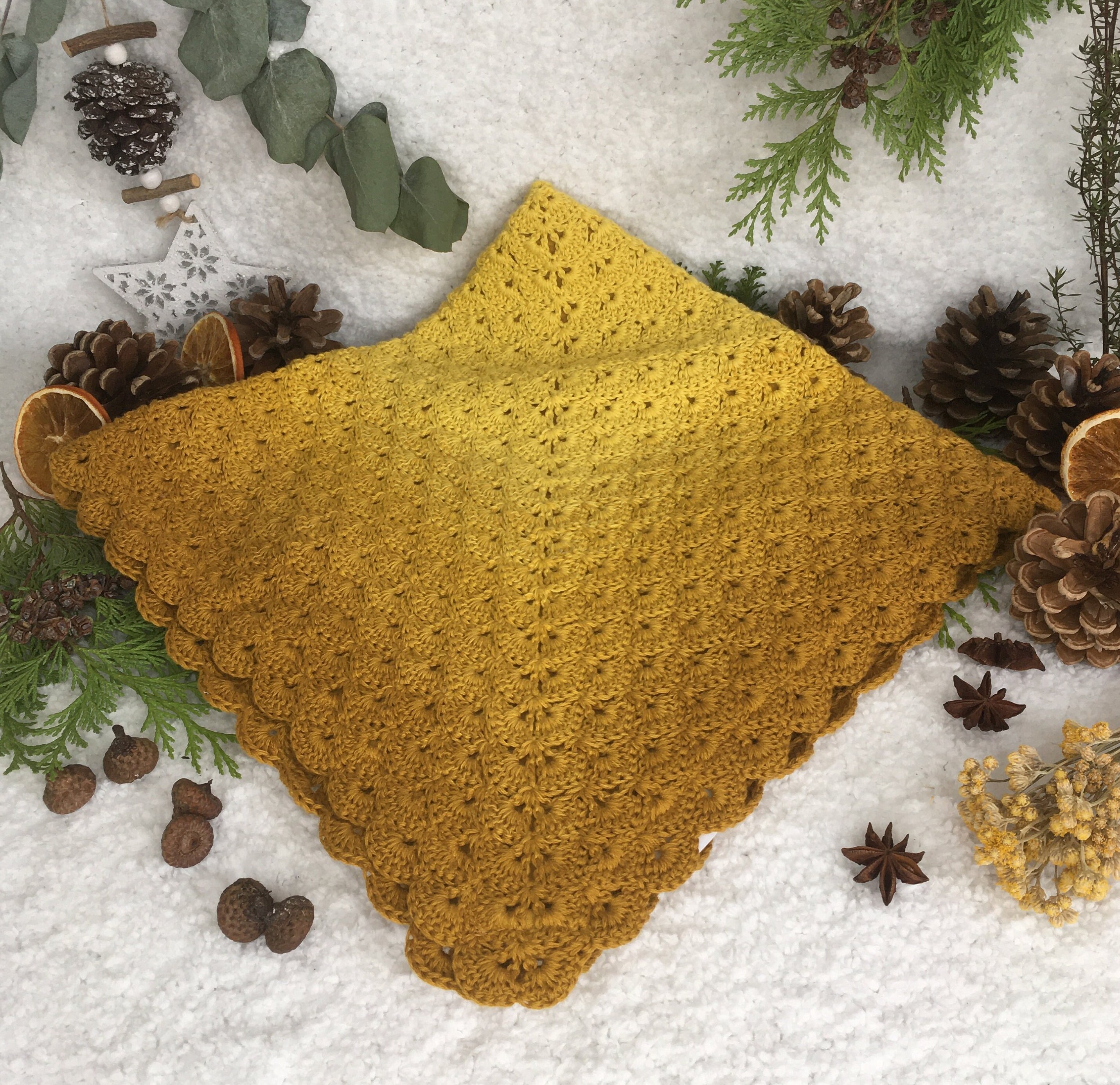 Couverture Bébé Crochet Coton - Jaune Moutarde