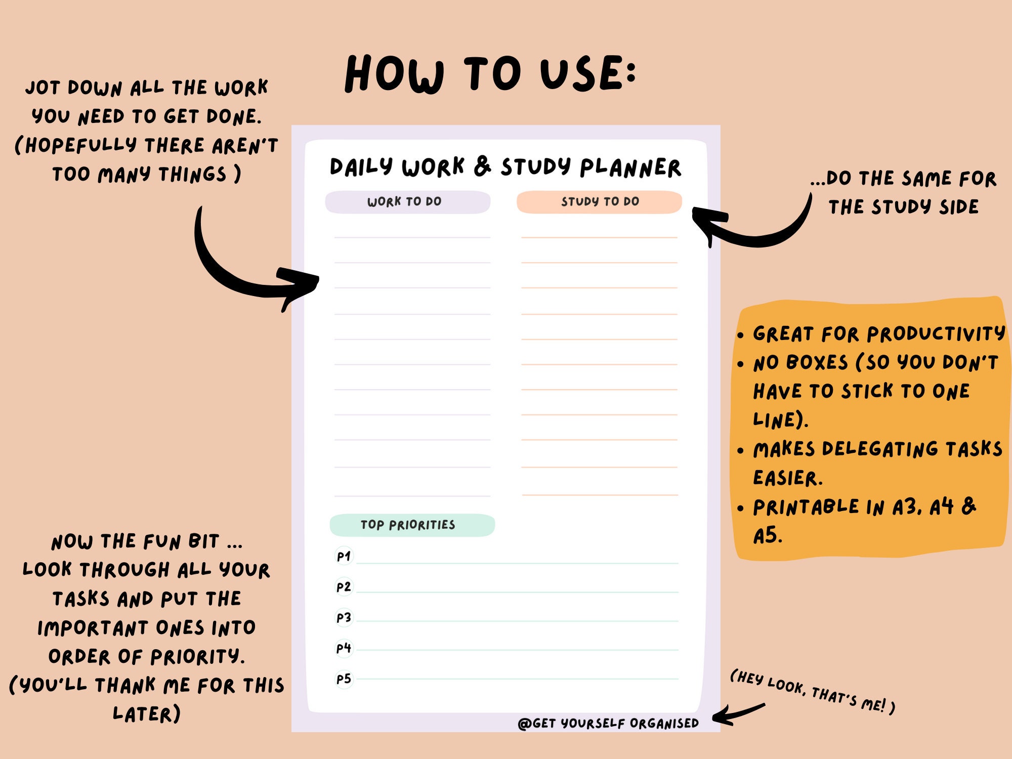 Apprentice Daily Planner Work and Study Printable. Self Development ...