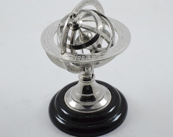5 Inches Brass Armillary Sphere Globe, Handmade Celestial Engraved Zodiac, Nautical Collectible Home Décor Table Top