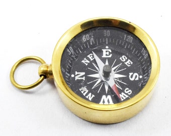 10 Piece 1.75 Inches Handmade Brass Compass, Direction Compass, Brass Pocket Compass, Keychain Compass, Best Gift For Friend & Family