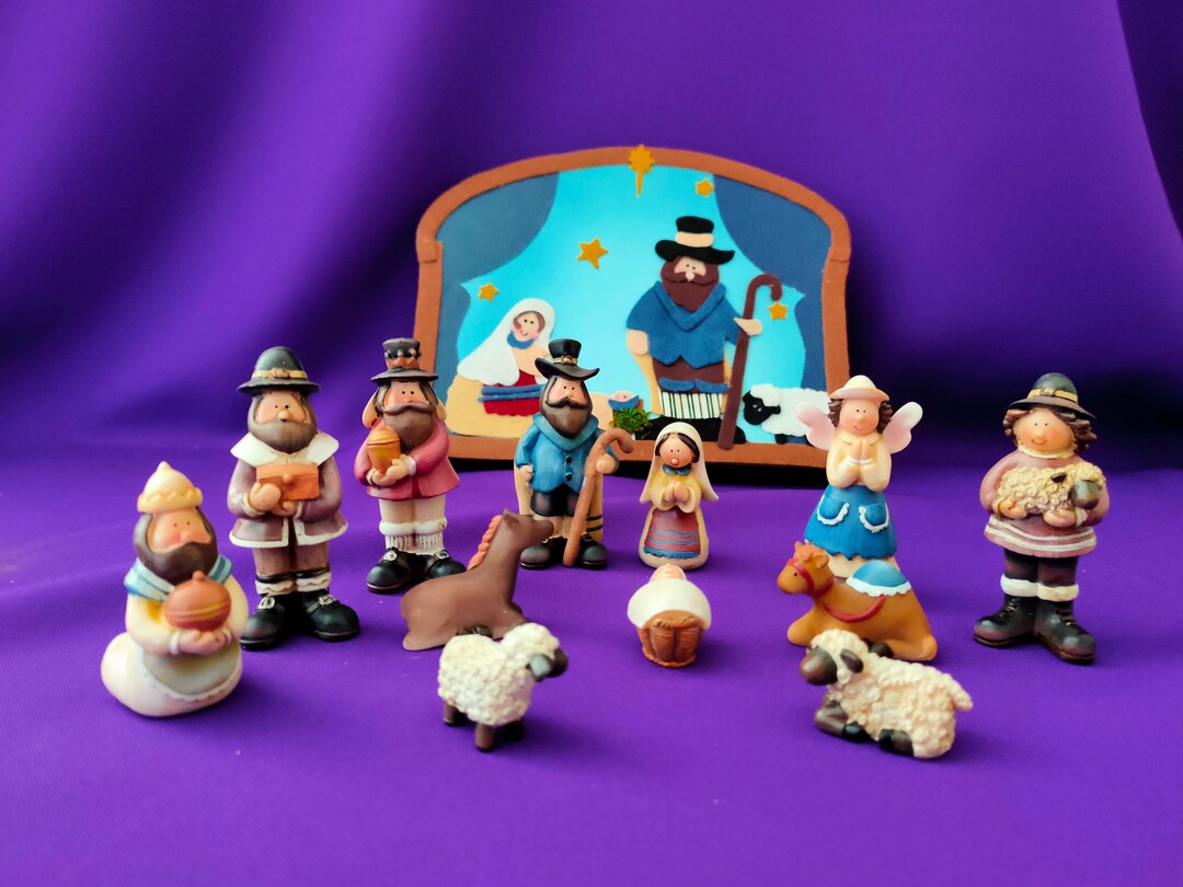 Nativity Set Dolls, Felt Box, Holy Family, Christmas Decoration