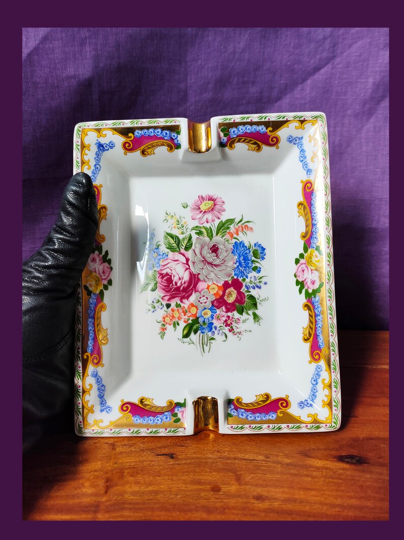 Limoges Porcelain Ashtray With Flowers It is French and Etsy