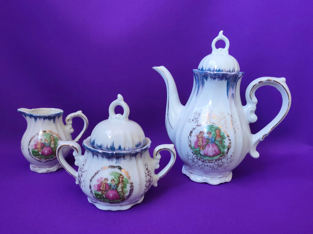Victorian Era Tea Set Loving Couple Plant Motif Eclectic Etsy