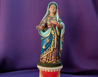 Virgin Mary statue on the altar, handmade, figurine, altar decor, religious space, unique gift, wedding, religious artwork