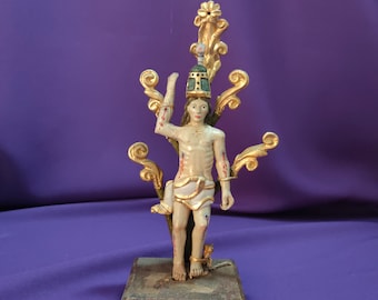 Martyr Saint Sebastian, Unique piece of religious decor, figurine, handmade, precious relic, image of Saint Sebastian, Christian tradition