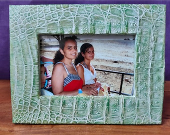 Green frame, photo frame imitating leather