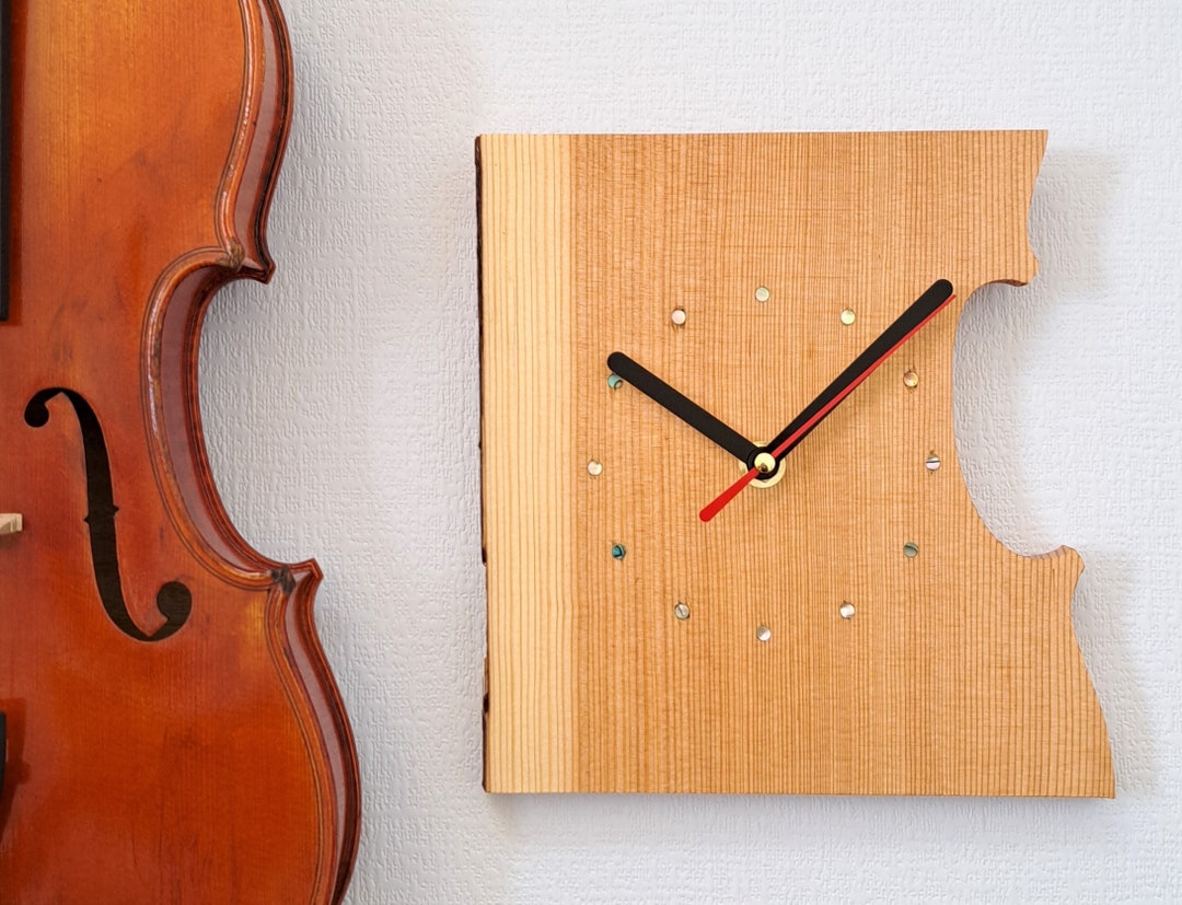Stradivari Model Wooden Clock Violin Shape Etsy