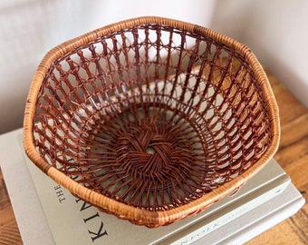 Hexagon shaped Wicker Basket | Vintage Home Decor