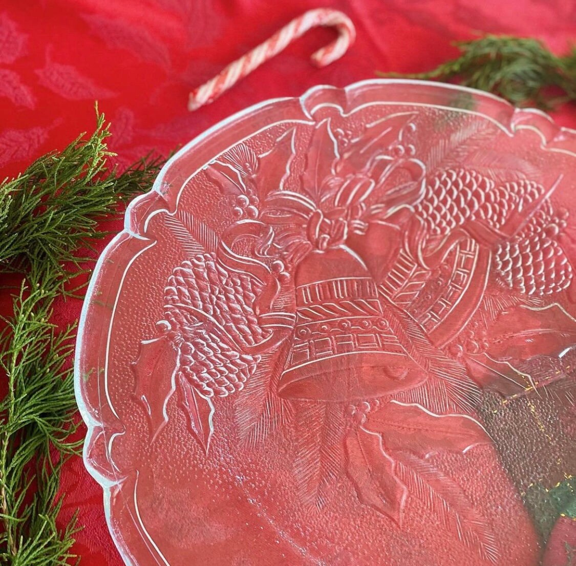 VINTAGE CHRISTMAS Christmas Platter Large Mikasa Crystal Glass