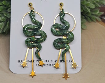 Halo Snake dangle earring| Polymer clay earrings