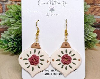 Floral Ornament Polymer Clay earrings| Stainless steel stud