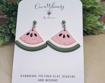 Watermelon Polymer Clay Earrings | Stainless steel studs