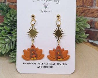 Bling Turkey | Unique dangle | Polymer Clay Earrings| Stainless Steel| Studs
