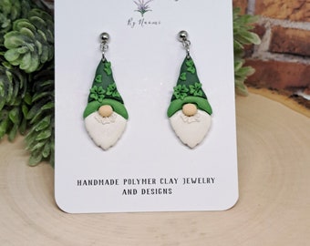 St Patricks day Gnome Polymer Clay earrings| Stainless steel stud