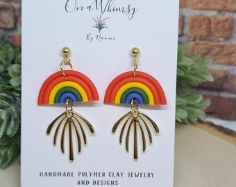 Rainbow Polymer Clay Earrings |Stainless steel studs