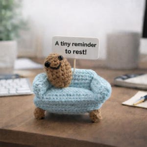 Crochet Couch Potato Plush – Funny Desk Buddy, Handmade Amigurumi