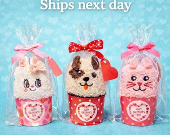 Valentine’s Day Cupcake Socks for Kids and Teens | Fun Novelty Socks | Fuzzy Socks | Valentine’s Gift for Kids | Galentine’s Gift