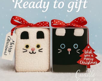 Cat & Dog Socks Gift Box – Fuzzy Kitty Socks + Puppy Socks Set – Christmas Gift, Stocking Stuffer, Holiday Animal Socks Ready to Gift
