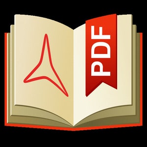 May include: An open book with a red bookmark that says "PDF" on it. The book has a red triangle drawn on the left page.