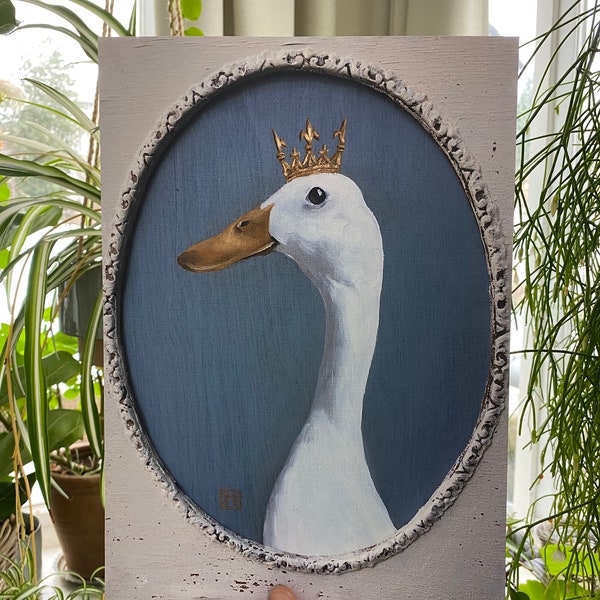 Gans mit Krone Druck / Goose with Crown Print ( oil painting / Öl Gemälde)