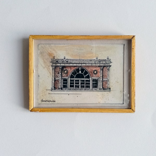 1:12th scale framed original drawing. Architectural motif