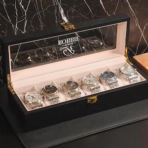 Personalized Watch Storage Case, Engraved Wooden Watch Box, Watch Box for Men, Anniversary Gift, Valentines Gift For Him