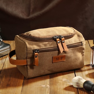 Sac de toilette de voyage pour hommes, cadeau Groomsman, sac de toilette en toile, cadeau d’anniversaire pour hommes, cadeau de Noël pour papa